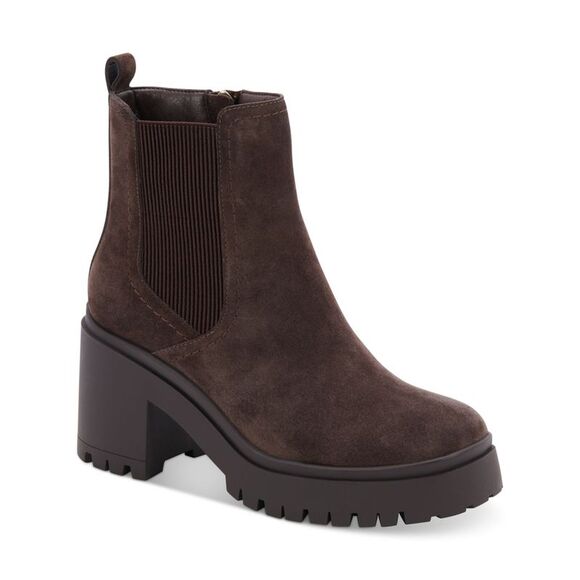 AQUA COLLEGE Shoes - AQUA COLLEGE Womens Brown 1" Platform Raine Round Toe Block Heel Chelsea 9.5 M